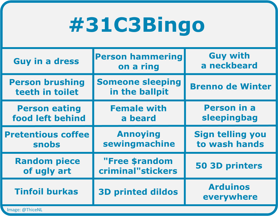 La grille de bingo du 31C3 publiée sur Twitter par Thijs Bosschert (@ThiceNL)